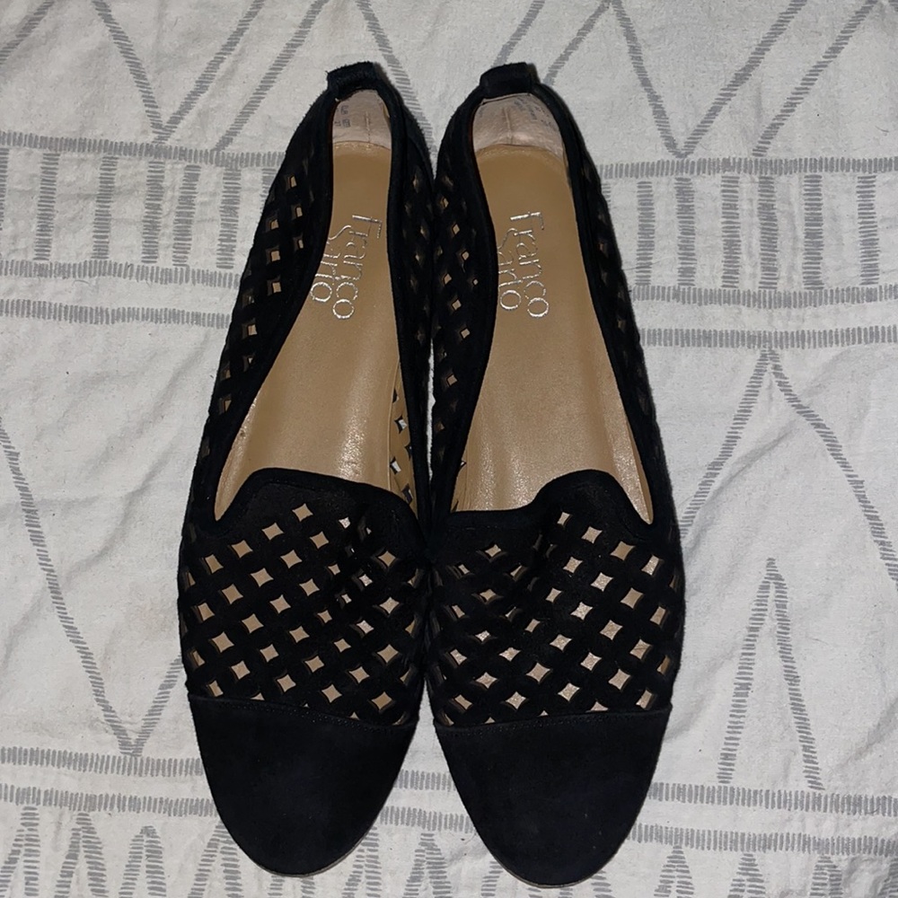 Franco Sarto Laser Cut Loafer Size 10 Black